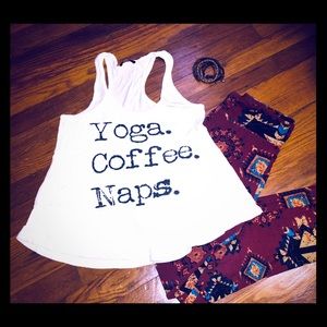 Yoga Coffee Naps Graphic Racerback Tank